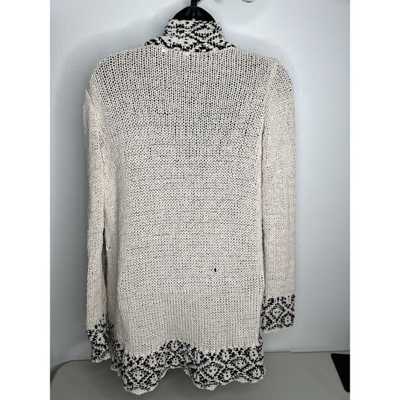 Lucky Brand Womens Sweater Beige Novelty Stitch Cardigan Size Small - Picture 3 of 9